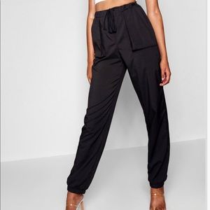 Worn once tall cargo trousers jogger black